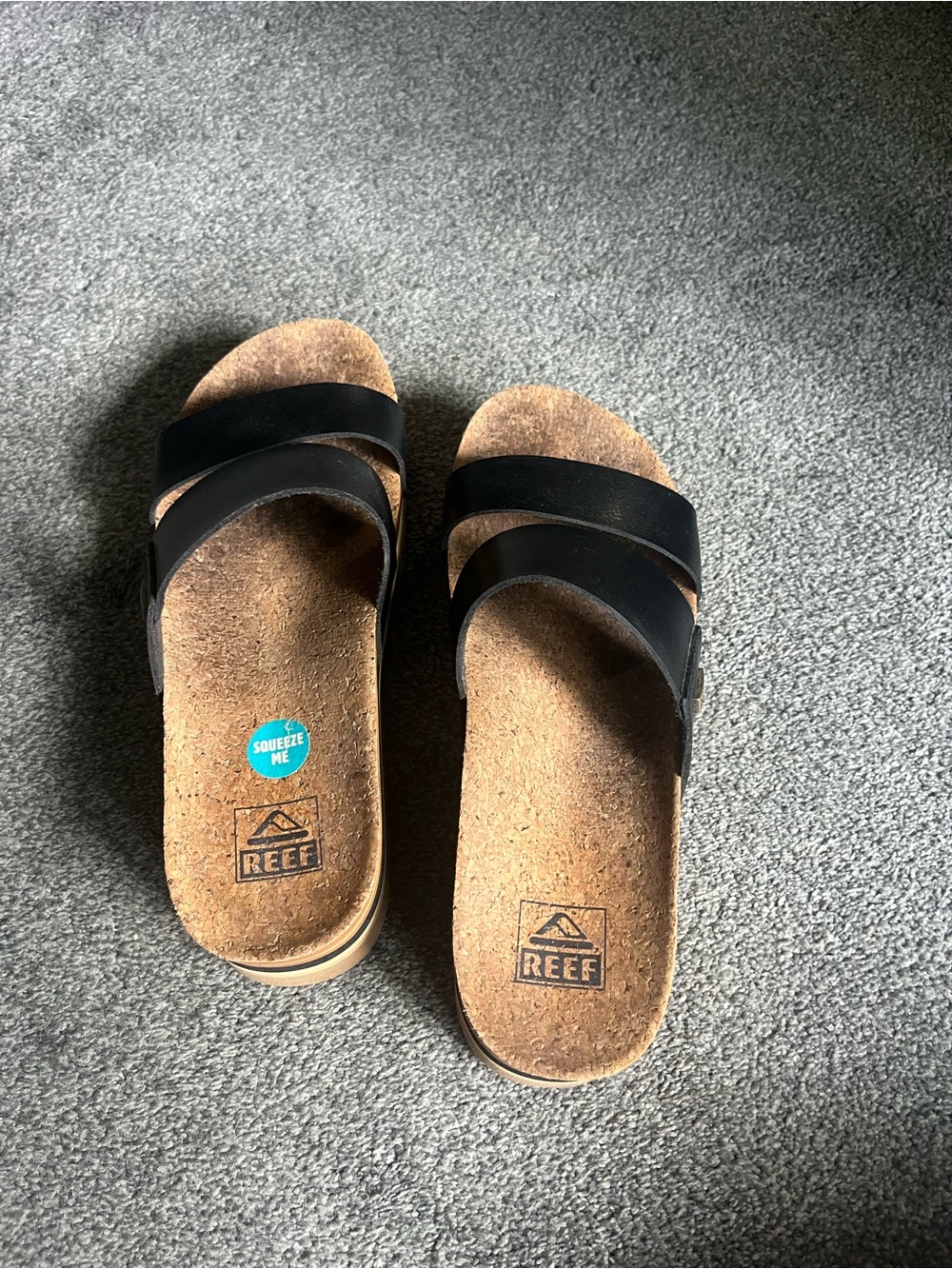 Reef Black Platform Slide Sandals with Cork Footbed - Picture 3 of 4